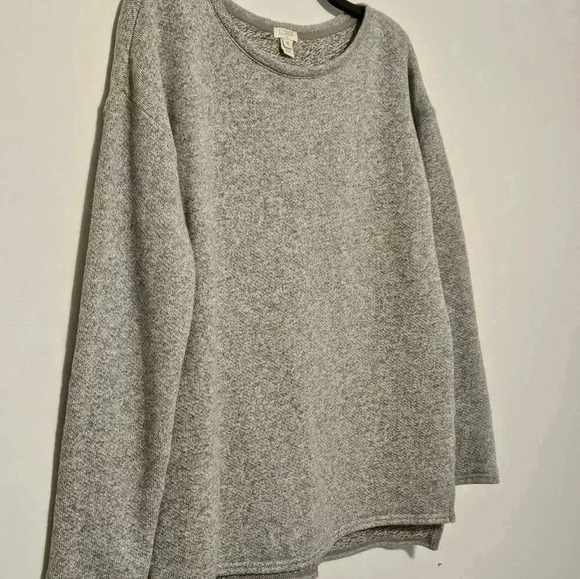 J. Crew B3497 Gray Cotton Wool Pullover Scoop Sweater Size Medium EUC - Picture 3 of 6